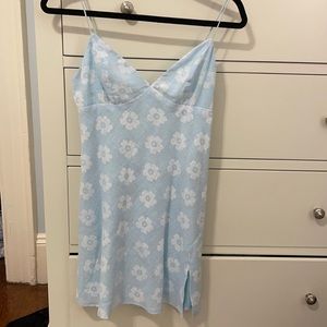 Stargazing floral mini blue dress